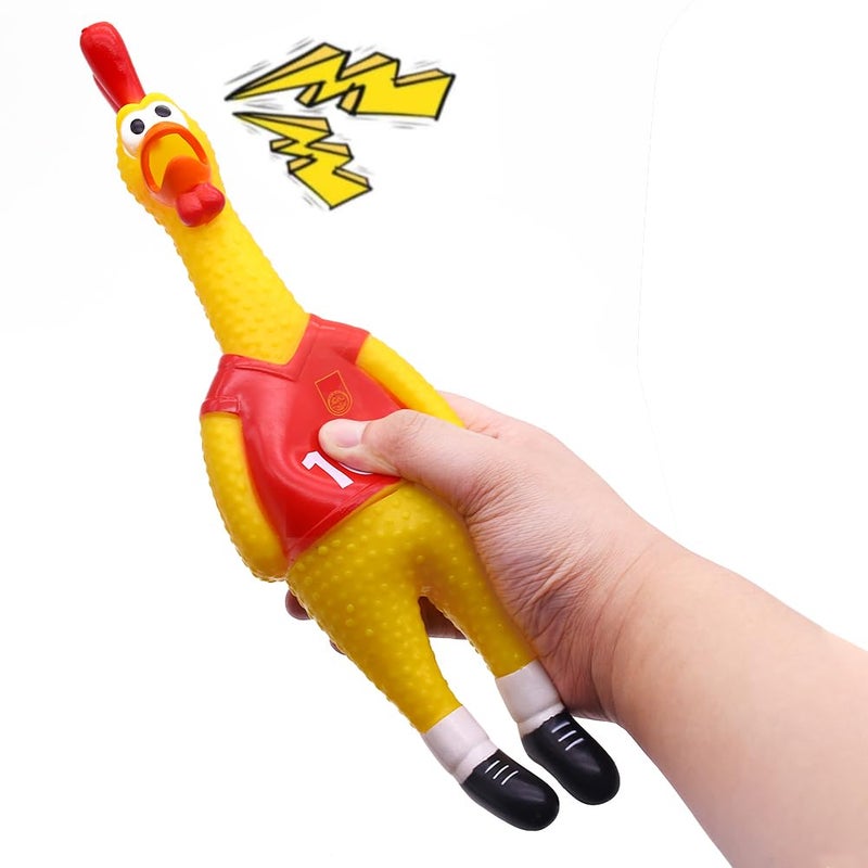 POPLAY 14inch Rubber Chicken Grade Latex Squeeze Chicken Prank Novelty Pet Toys for All Age Groups Gift for Children Family Dogs - Image 4